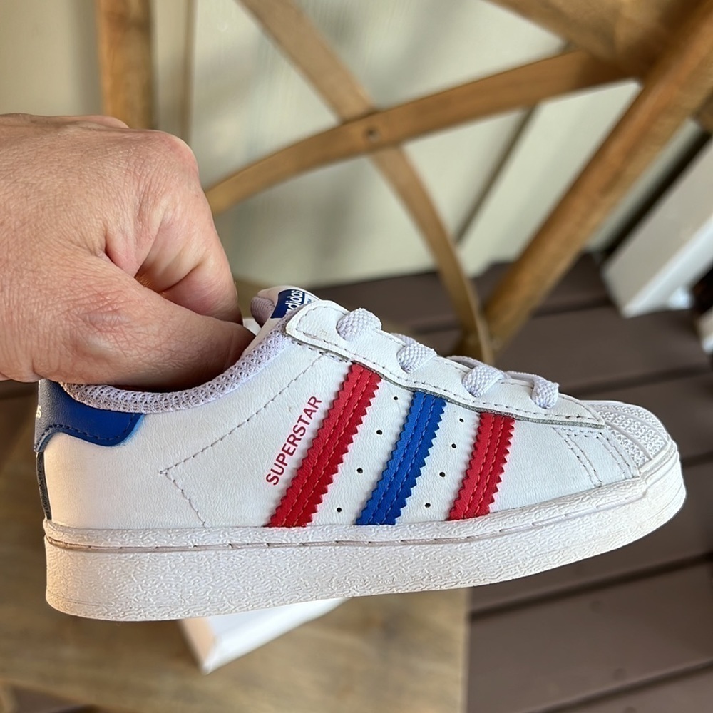 Adidas Red White & Blue Superstarts❤️🤍💙 - Picture 7 of 11
